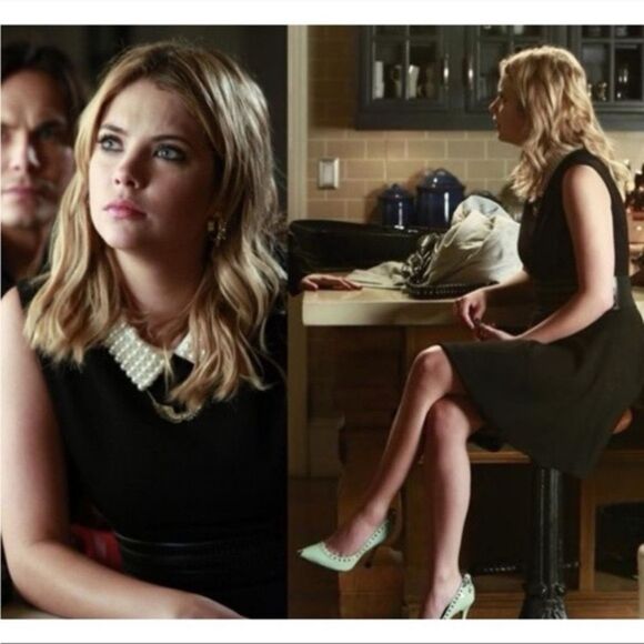 Betsy Johnson Navy Pearl Collared Fit & Flare Dress - Picture 3 of 14